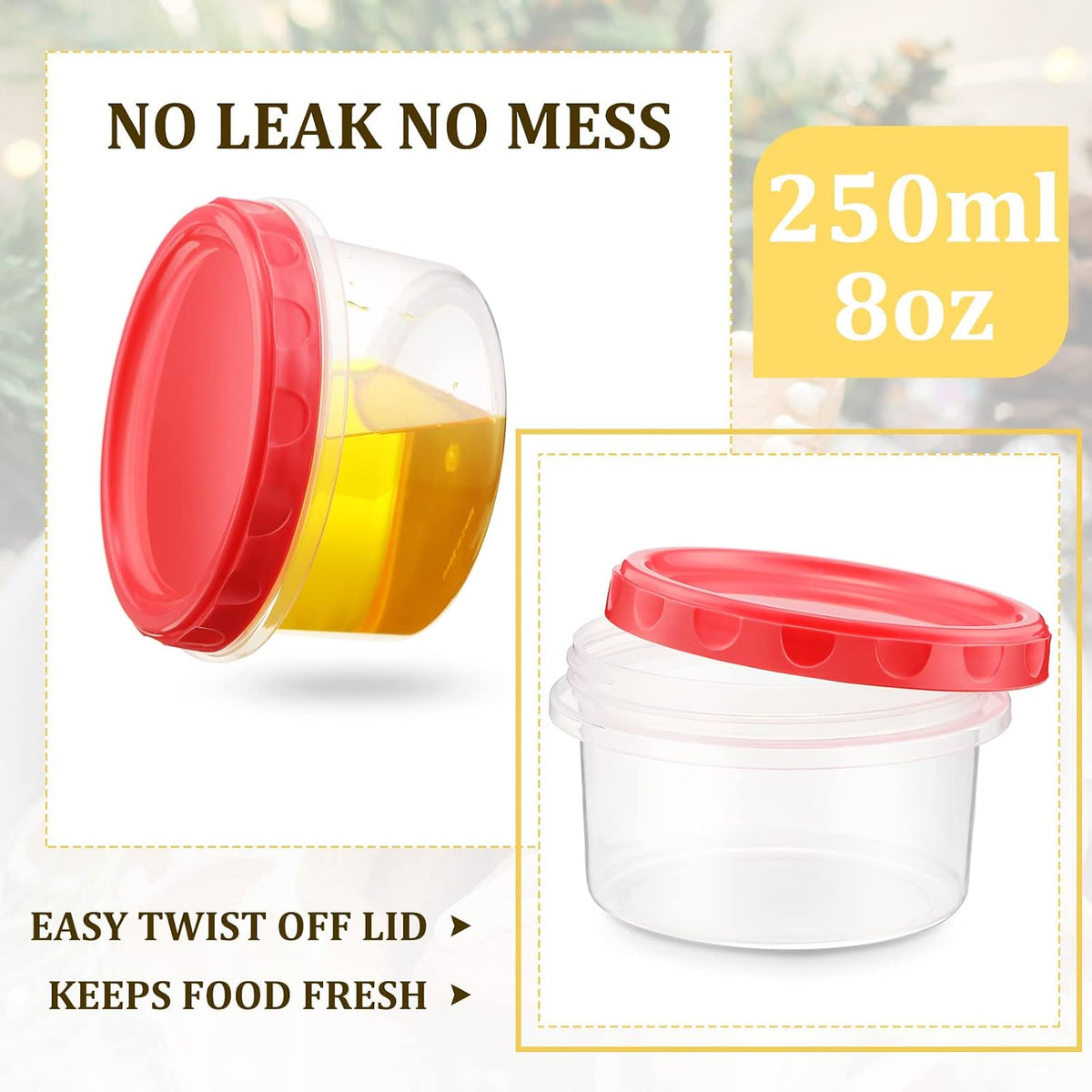 Pack 8 oz Freezer Containers with Lids, Purple, 36