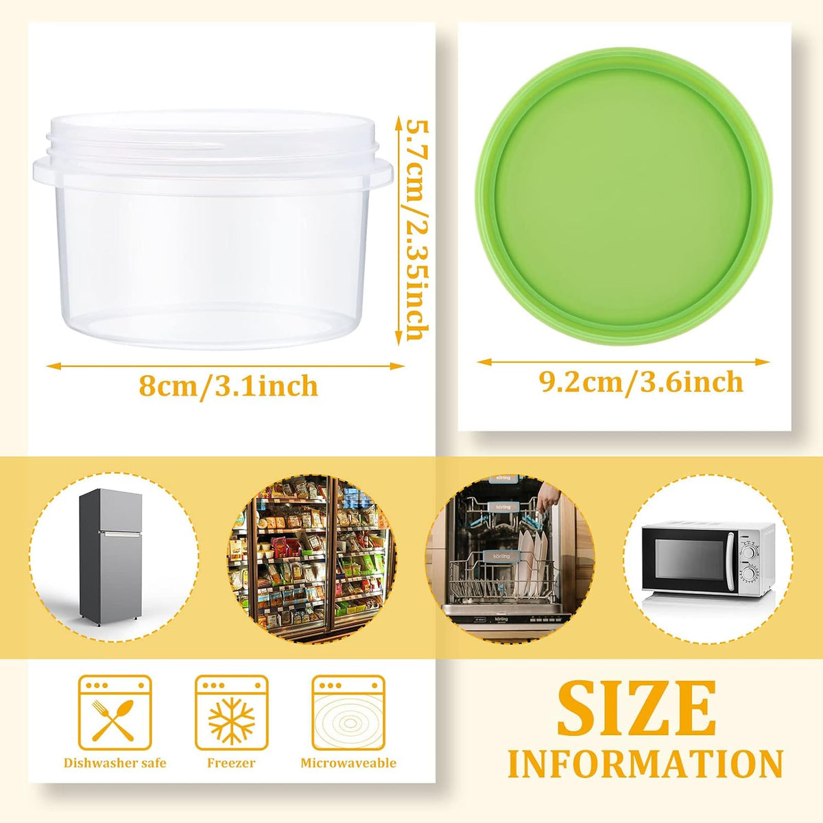 Pack 8 oz Freezer Containers with Lids, Purple, 36