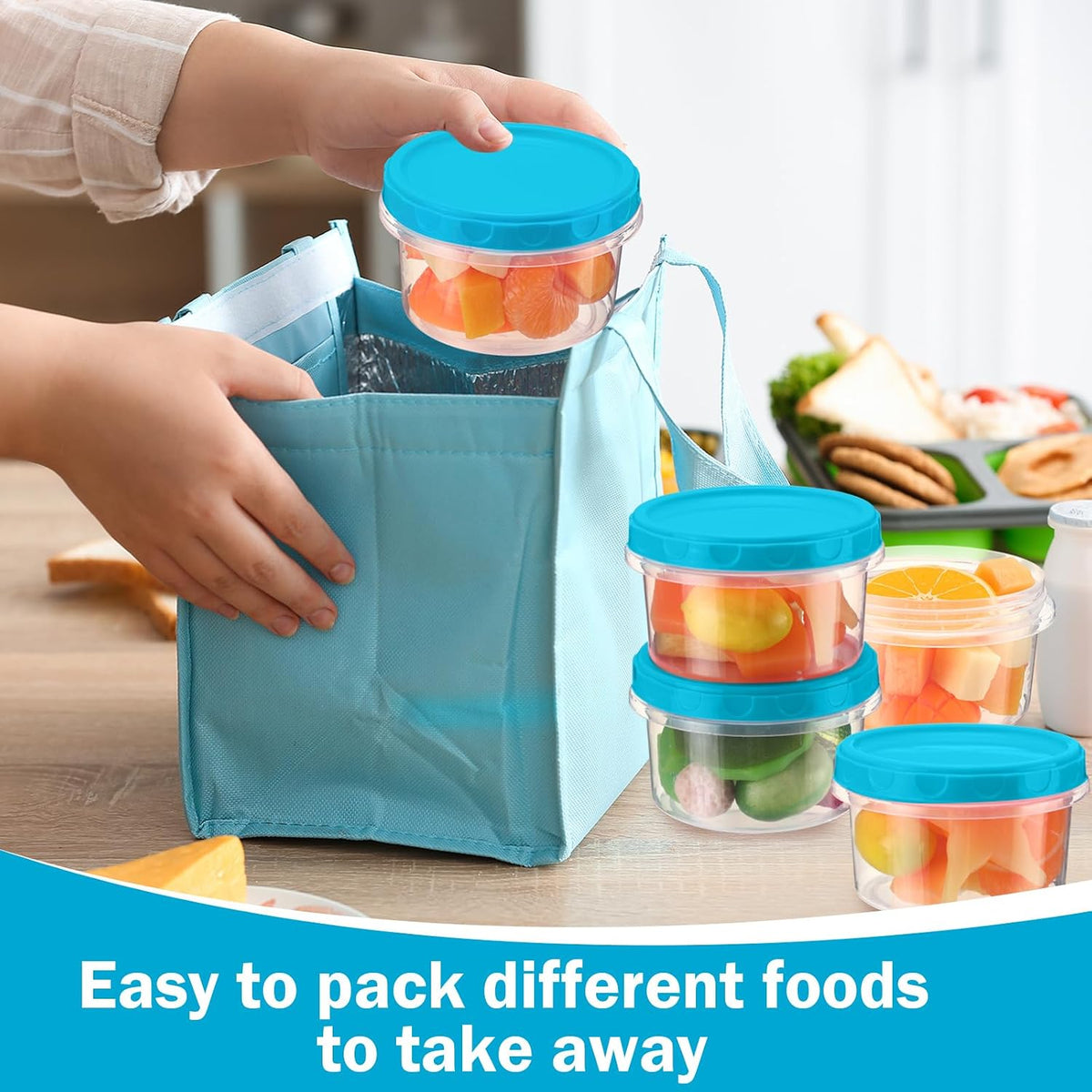 Pack 8 oz Freezer Containers with Lids, Purple, 36