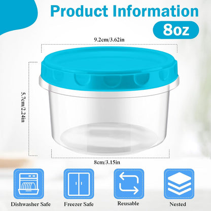 Pack 8 oz Freezer Containers with Lids, Purple, 36