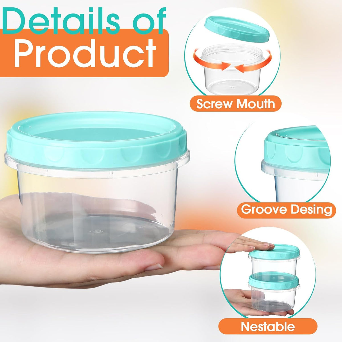 Pack 8 oz Freezer Containers with Lids, Purple, 36