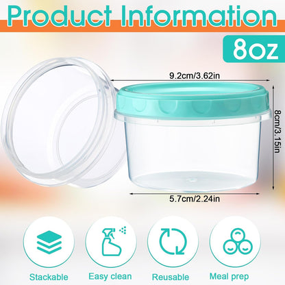 Pack 8 oz Freezer Containers with Lids, Purple, 36