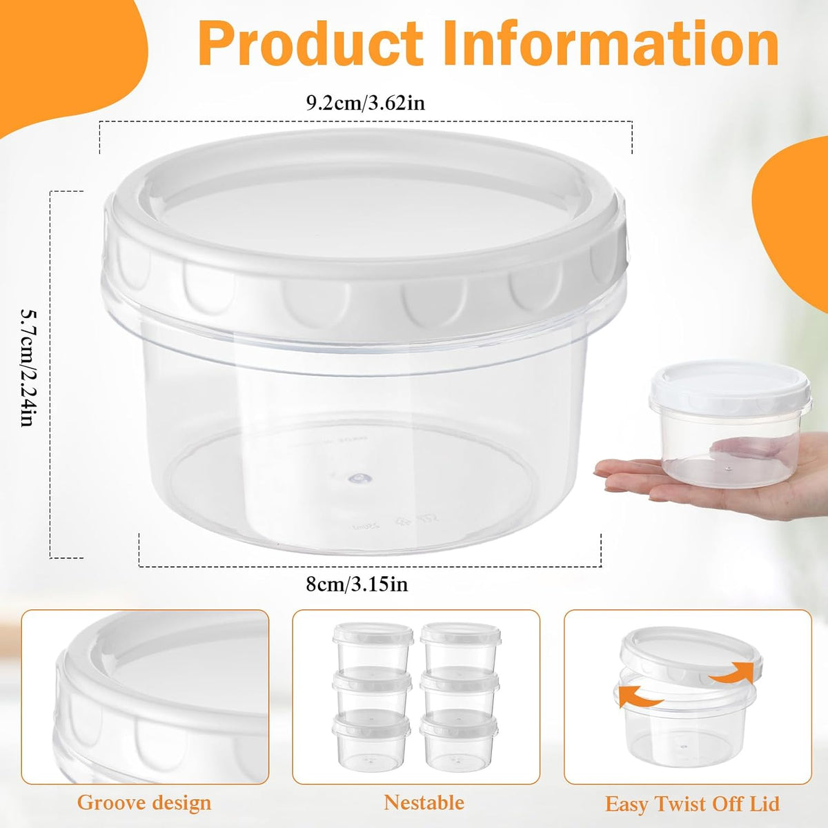 Pack 8 oz Freezer Containers with Lids, Purple, 36