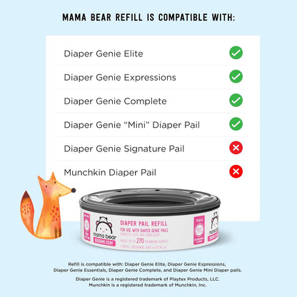 Amazon Brand- Blossoms Scented Diaper Pail Refills for Diaper Genie Pails, Odor Control, 2160 Count (8 Packs of 270 Count), Compatible with Diaper Genie Complete, Elite & Expressions Pails