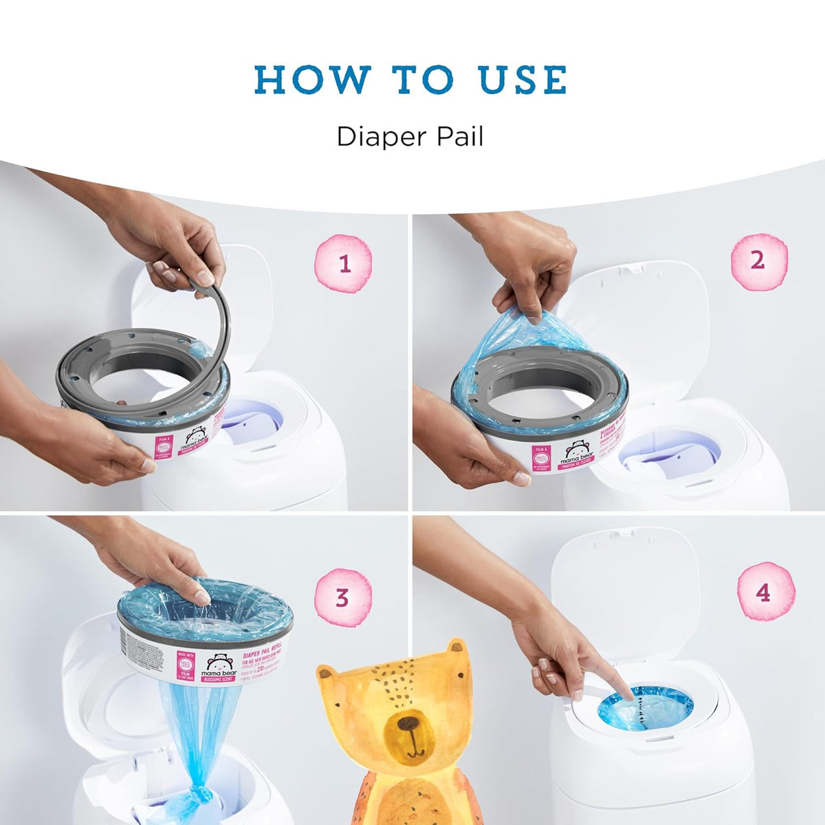 Amazon Brand- Blossoms Scented Diaper Pail Refills for Diaper Genie Pails, Odor Control, 2160 Count (8 Packs of 270 Count), Compatible with Diaper Genie Complete, Elite & Expressions Pails