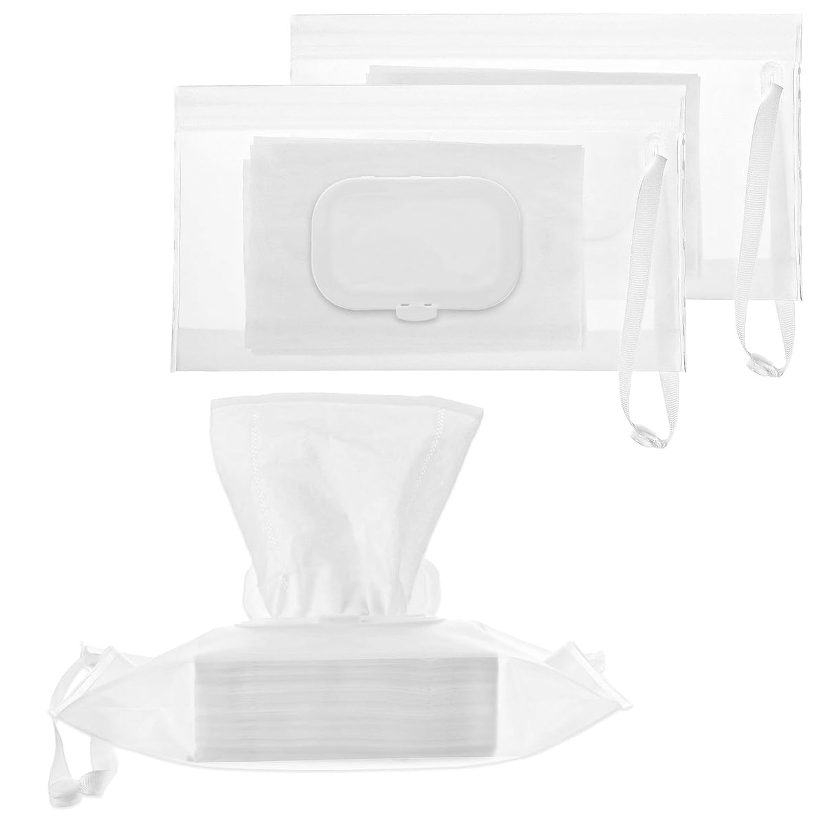 Portable Wet Wipe Pouch Dispenser, 3 Pcs Clear Wipe Dispenser Reusable Refillable Wipe Holder Flushable Baby Wipe Case Wipes Container for Travel Strollers Backpacks Wallets(Square Cover)