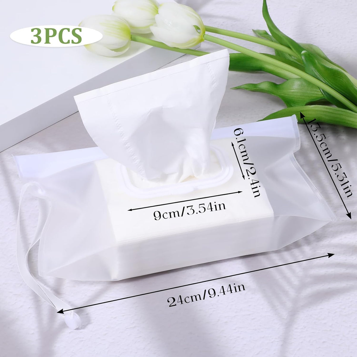 Portable Wet Wipe Pouch Dispenser, 3 Pcs Clear Wipe Dispenser Reusable Refillable Wipe Holder Flushable Baby Wipe Case Wipes Container for Travel Strollers Backpacks Wallets(Square Cover)