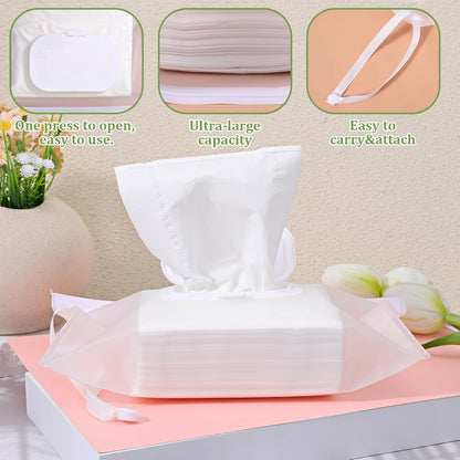 Portable Wet Wipe Pouch Dispenser, 3 Pcs Clear Wipe Dispenser Reusable Refillable Wipe Holder Flushable Baby Wipe Case Wipes Container for Travel Strollers Backpacks Wallets(Square Cover)