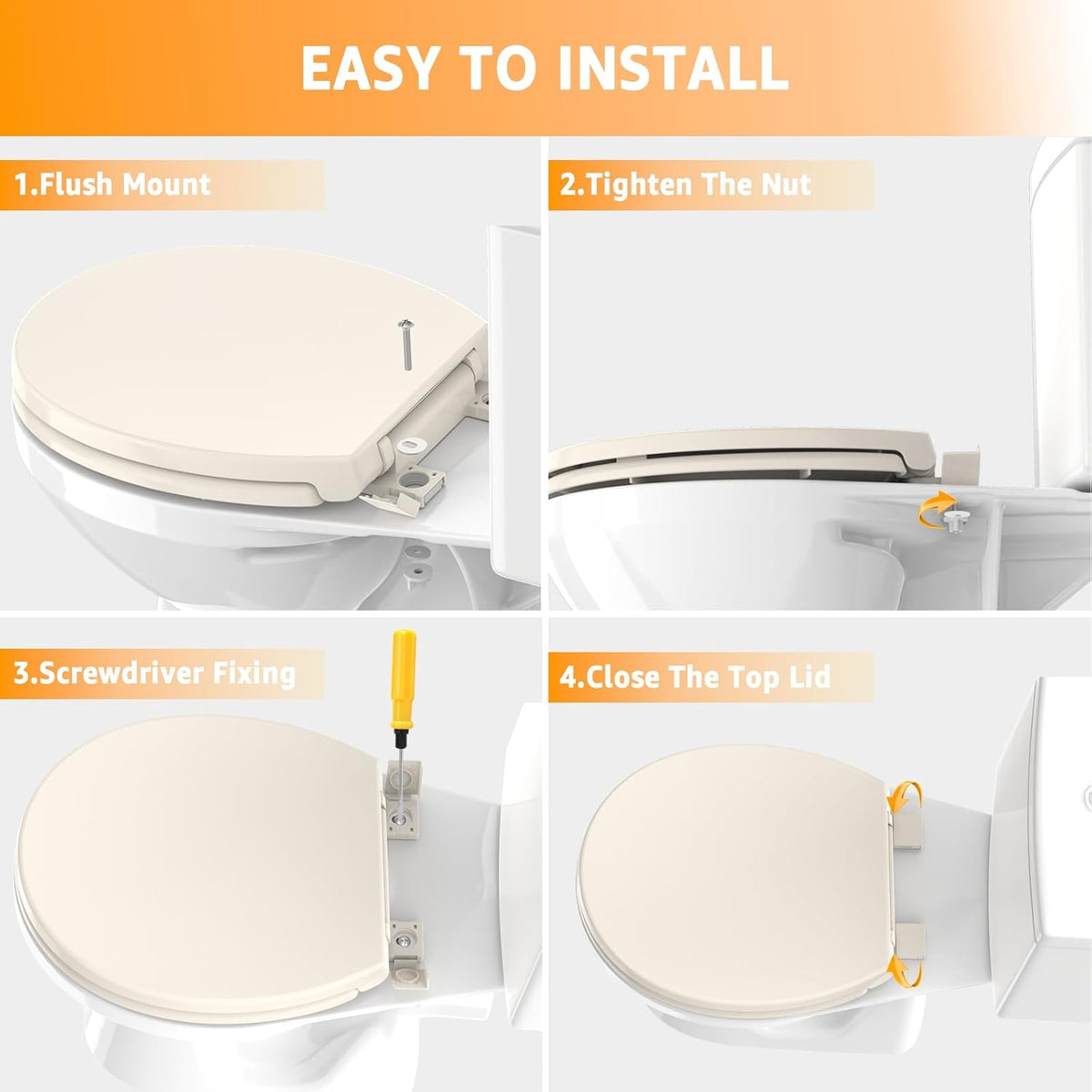 Toilet Seat with Toddler Seat, Potty Training Toilet Seat Round 2 in 1 Soft Close Quiet No Slapping, Magnetic Absorption, Easy to Install and Clean,White
