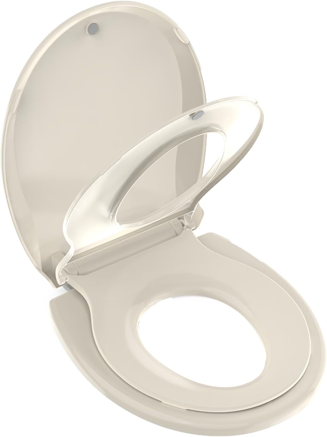 Toilet Seat with Toddler Seat, Potty Training Toilet Seat Round 2 in 1 Soft Close Quiet No Slapping, Magnetic Absorption, Easy to Install and Clean,White