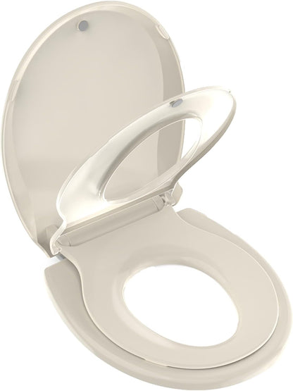 Toilet Seat with Toddler Seat, Potty Training Toilet Seat Round 2 in 1 Soft Close Quiet No Slapping, Magnetic Absorption, Easy to Install and Clean,White