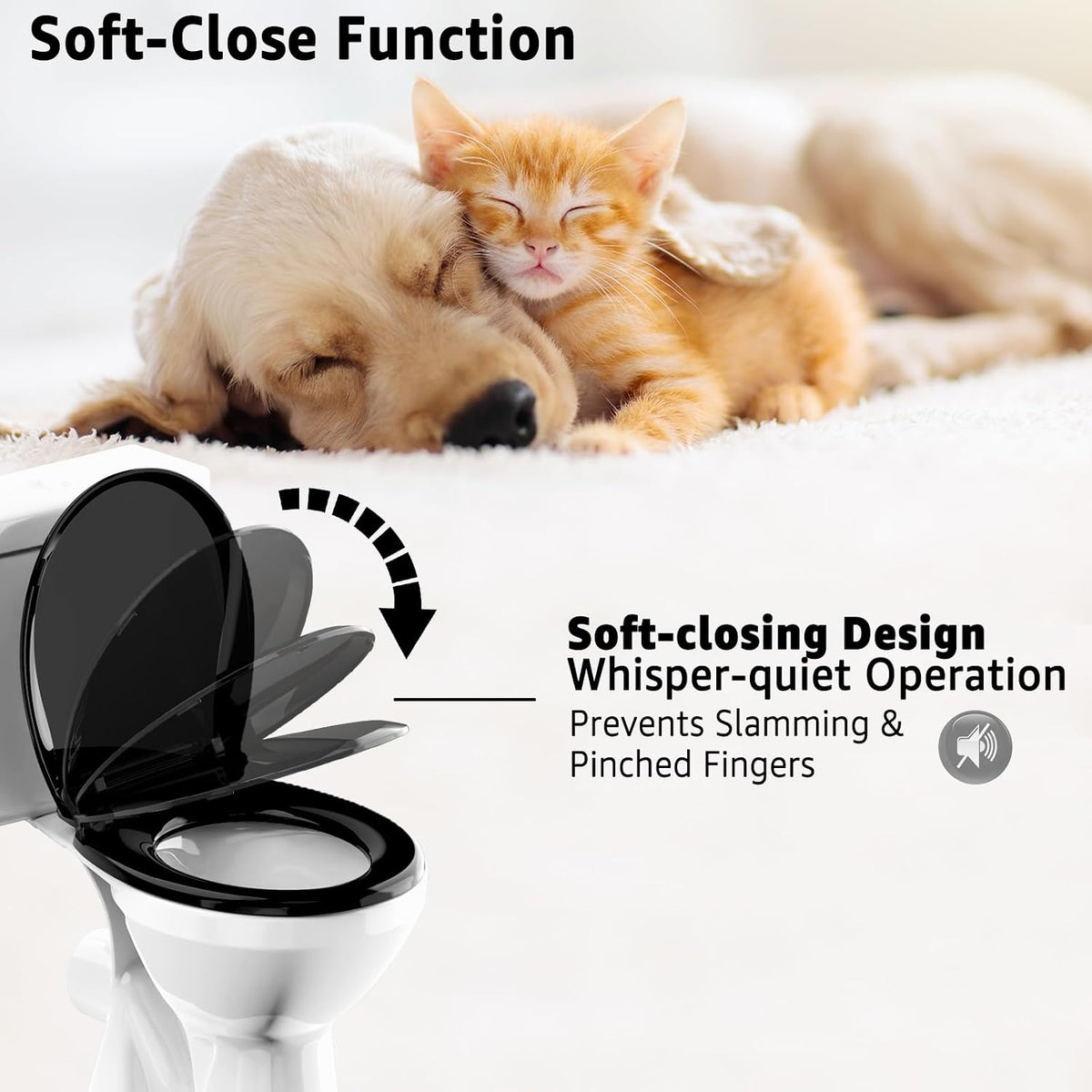 Toilet Seat with Toddler Seat, Potty Training Toilet Seat Round 2 in 1 Soft Close Quiet No Slapping, Magnetic Absorption, Easy to Install and Clean,White