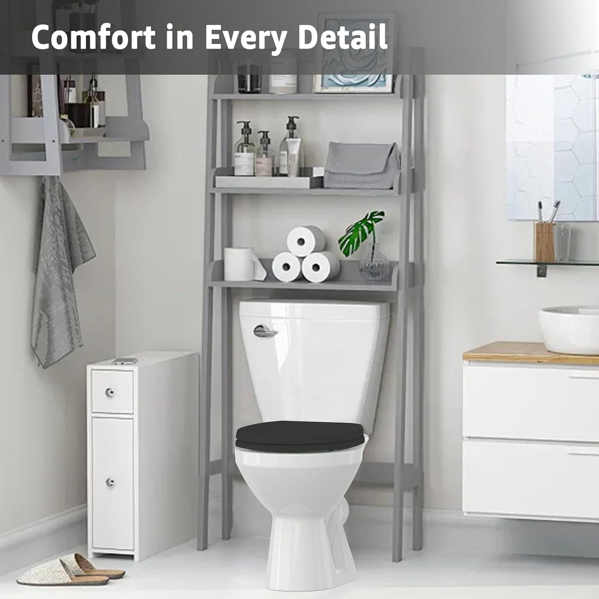 Toilet Seat with Toddler Seat, Potty Training Toilet Seat Round 2 in 1 Soft Close Quiet No Slapping, Magnetic Absorption, Easy to Install and Clean,White