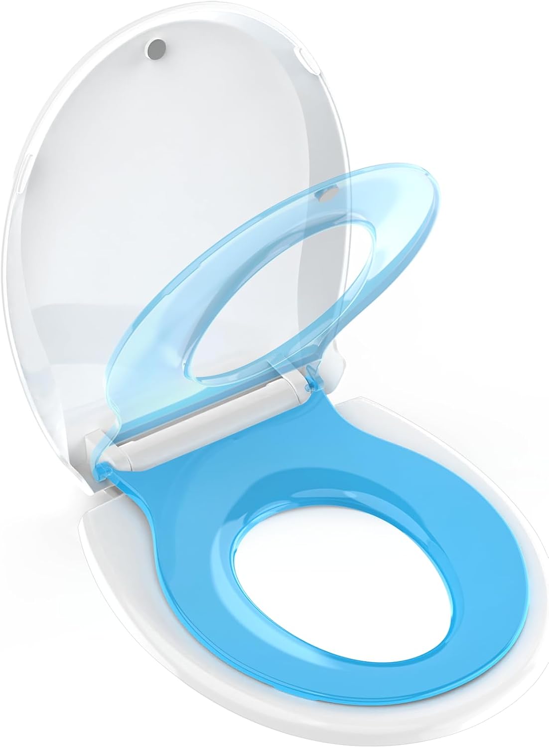 Toilet Seat with Toddler Seat, Potty Training Toilet Seat Round 2 in 1 Soft Close Quiet No Slapping, Magnetic Absorption, Easy to Install and Clean,White