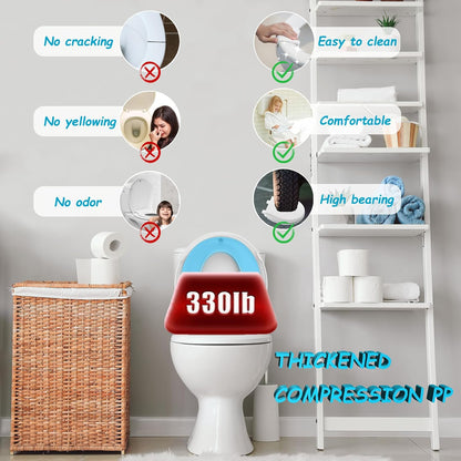 Toilet Seat with Toddler Seat, Potty Training Toilet Seat Round 2 in 1 Soft Close Quiet No Slapping, Magnetic Absorption, Easy to Install and Clean,White