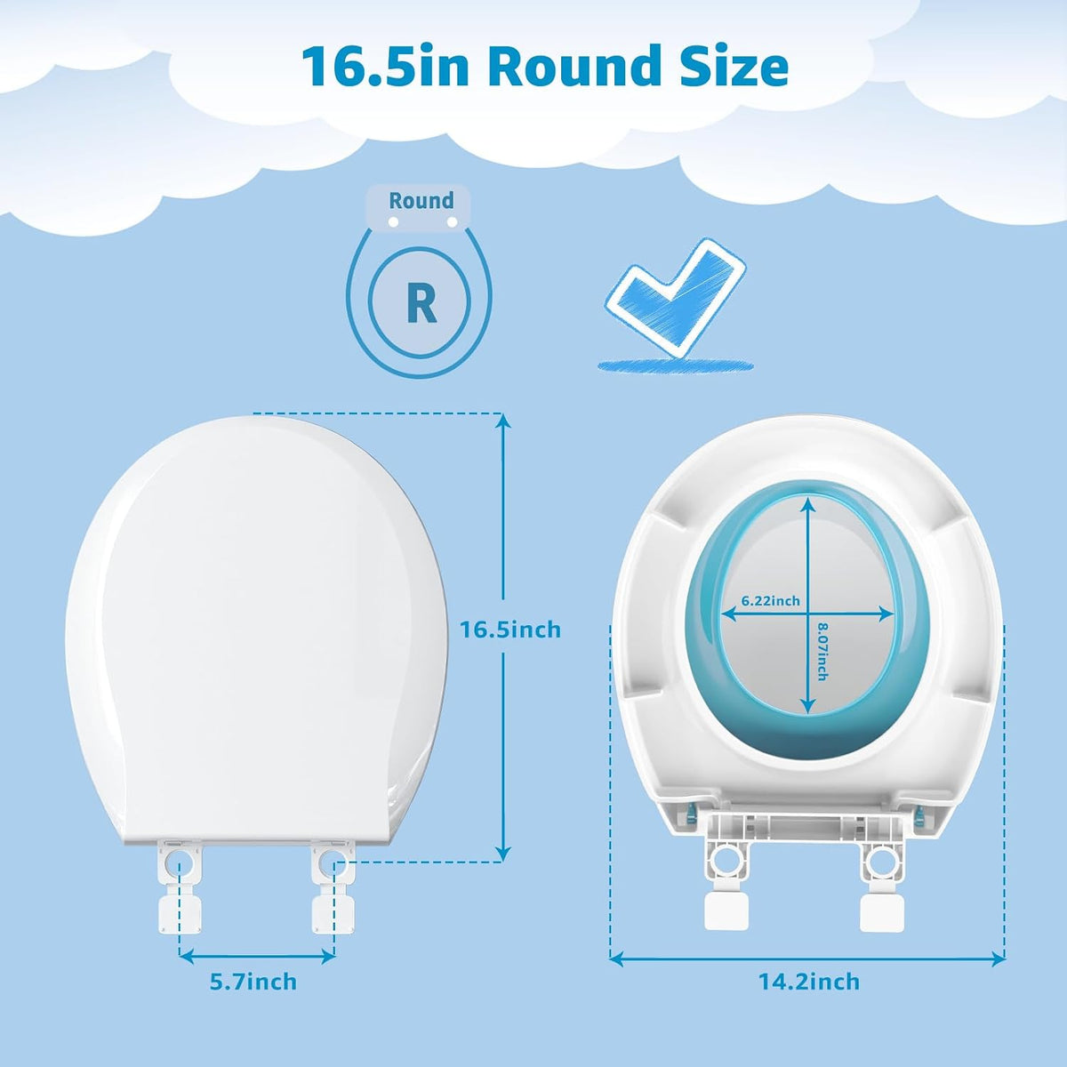 Toilet Seat with Toddler Seat, Potty Training Toilet Seat Round 2 in 1 Soft Close Quiet No Slapping, Magnetic Absorption, Easy to Install and Clean,White