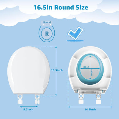 Toilet Seat with Toddler Seat, Potty Training Toilet Seat Round 2 in 1 Soft Close Quiet No Slapping, Magnetic Absorption, Easy to Install and Clean,White