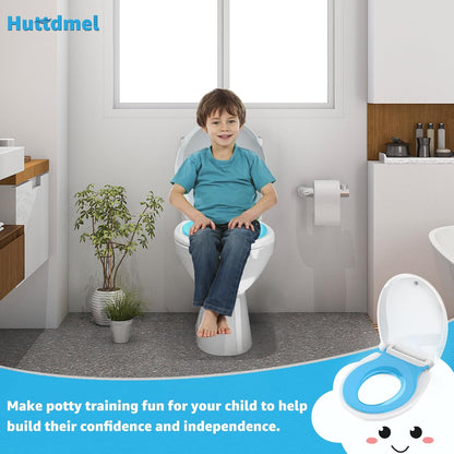 Toilet Seat with Toddler Seat, Potty Training Toilet Seat Round 2 in 1 Soft Close Quiet No Slapping, Magnetic Absorption, Easy to Install and Clean,White