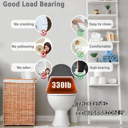 Toilet Seat with Toddler Seat, Potty Training Toilet Seat Round 2 in 1 Soft Close Quiet No Slapping, Magnetic Absorption, Easy to Install and Clean,White