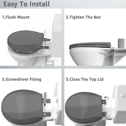 Toilet Seat with Toddler Seat, Potty Training Toilet Seat Round 2 in 1 Soft Close Quiet No Slapping, Magnetic Absorption, Easy to Install and Clean,White
