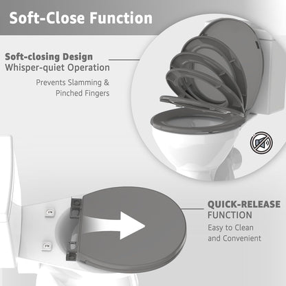 Toilet Seat with Toddler Seat, Potty Training Toilet Seat Round 2 in 1 Soft Close Quiet No Slapping, Magnetic Absorption, Easy to Install and Clean,White