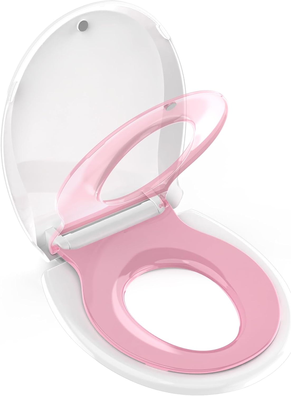 Toilet Seat with Toddler Seat, Potty Training Toilet Seat Round 2 in 1 Soft Close Quiet No Slapping, Magnetic Absorption, Easy to Install and Clean,White