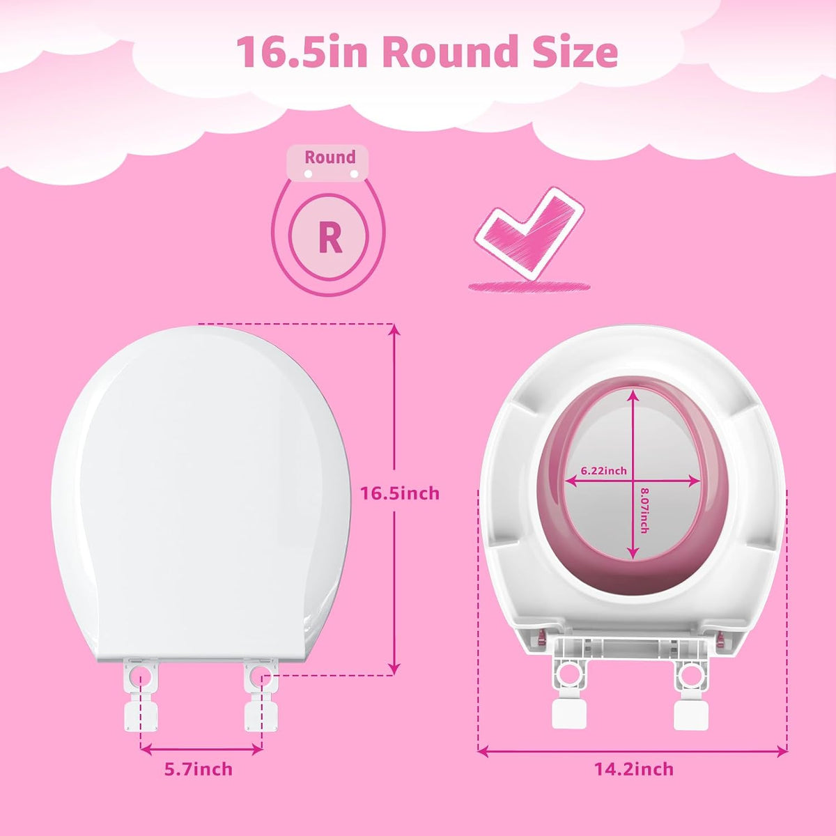 Toilet Seat with Toddler Seat, Potty Training Toilet Seat Round 2 in 1 Soft Close Quiet No Slapping, Magnetic Absorption, Easy to Install and Clean,White