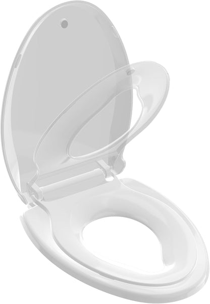 Toilet Seat with Toddler Seat, Potty Training Toilet Seat Round 2 in 1 Soft Close Quiet No Slapping, Magnetic Absorption, Easy to Install and Clean,White