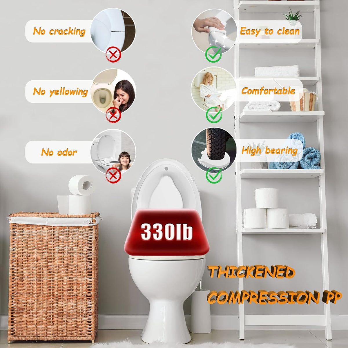 Toilet Seat with Toddler Seat, Potty Training Toilet Seat Round 2 in 1 Soft Close Quiet No Slapping, Magnetic Absorption, Easy to Install and Clean,White