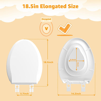 Toilet Seat with Toddler Seat, Potty Training Toilet Seat Round 2 in 1 Soft Close Quiet No Slapping, Magnetic Absorption, Easy to Install and Clean,White