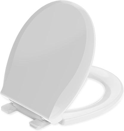 Toilet Seat with Toddler Seat, Potty Training Toilet Seat Round 2 in 1 Soft Close Quiet No Slapping, Magnetic Absorption, Easy to Install and Clean,White