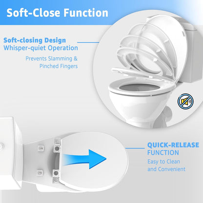Toilet Seat with Toddler Seat, Potty Training Toilet Seat Round 2 in 1 Soft Close Quiet No Slapping, Magnetic Absorption, Easy to Install and Clean,White