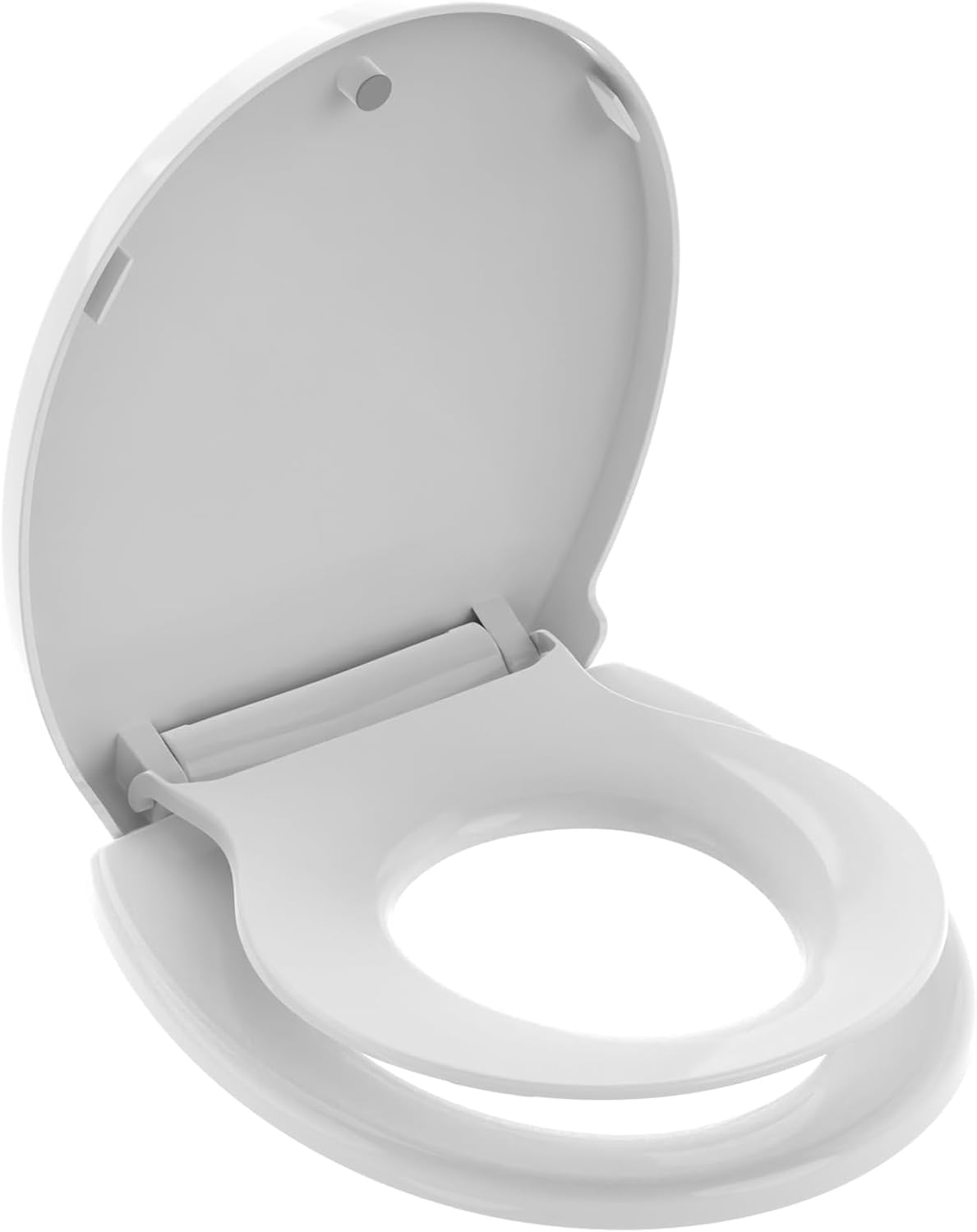 Toilet Seat with Toddler Seat, Potty Training Toilet Seat Round 2 in 1 Soft Close Quiet No Slapping, Magnetic Absorption, Easy to Install and Clean,White