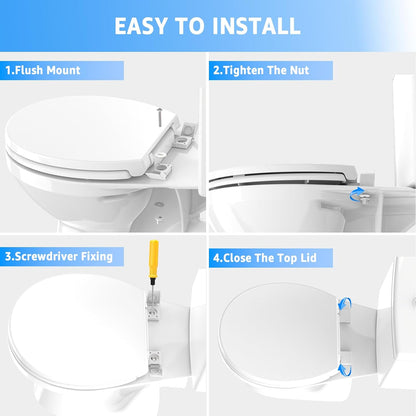 Toilet Seat with Toddler Seat, Potty Training Toilet Seat Round 2 in 1 Soft Close Quiet No Slapping, Magnetic Absorption, Easy to Install and Clean,White