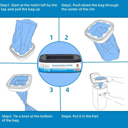6 Packs Standard Square Refills Disposal Bags Refill Compatible with Diaper Genie Compact, Select Pails, Classic Version Pails, Hold Up to 270 Newborn-Sized Diapers Per Refill