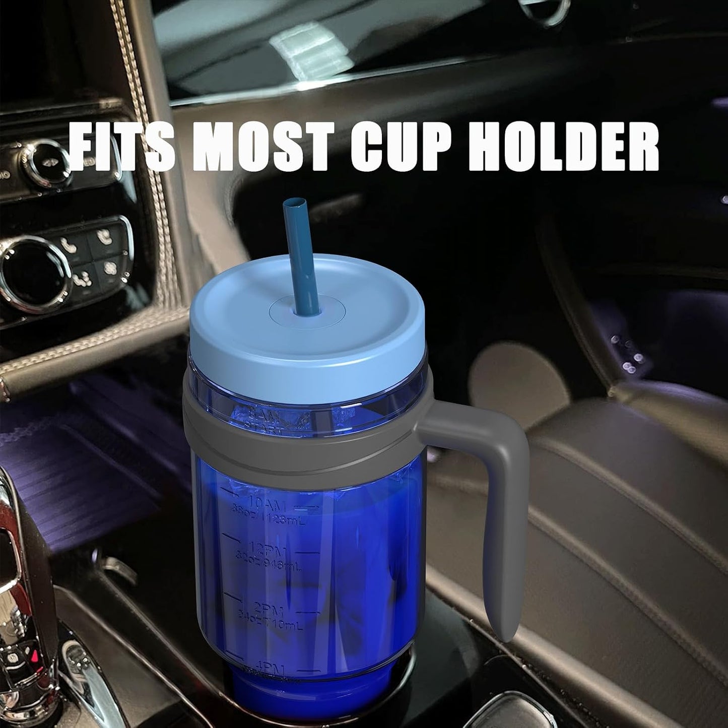 50 oz Tritan Plastic Tumbler with Lid & Straw, BPA-Free Bottle | Leak-Proof, Reusable Clear Water Bottle with Time Marker, Wide Mouth for Iced Coffee, Tea, Juice, Bubble Tea & Smoothies
