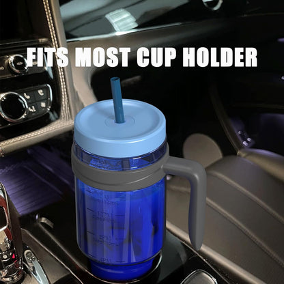 50 oz Tritan Plastic Tumbler with Lid & Straw, BPA-Free Bottle | Leak-Proof, Reusable Clear Water Bottle with Time Marker, Wide Mouth for Iced Coffee, Tea, Juice, Bubble Tea & Smoothies
