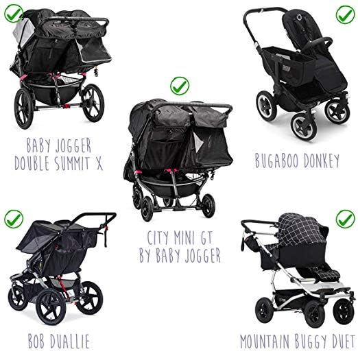 Split (bar in middle of handlebar) Double Stroller Organizer for Bob Duallie and Baby Jogger City Mini GT