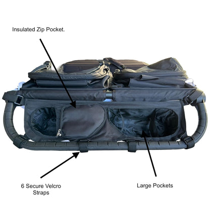 Split (bar in middle of handlebar) Double Stroller Organizer for Bob Duallie and Baby Jogger City Mini GT