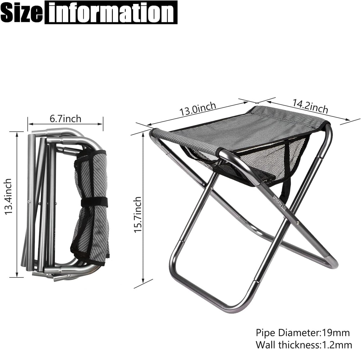 Portable Mini Folding Stool, Small Camping Stool Mortable Stool Can Hold Up to 150 Lbs