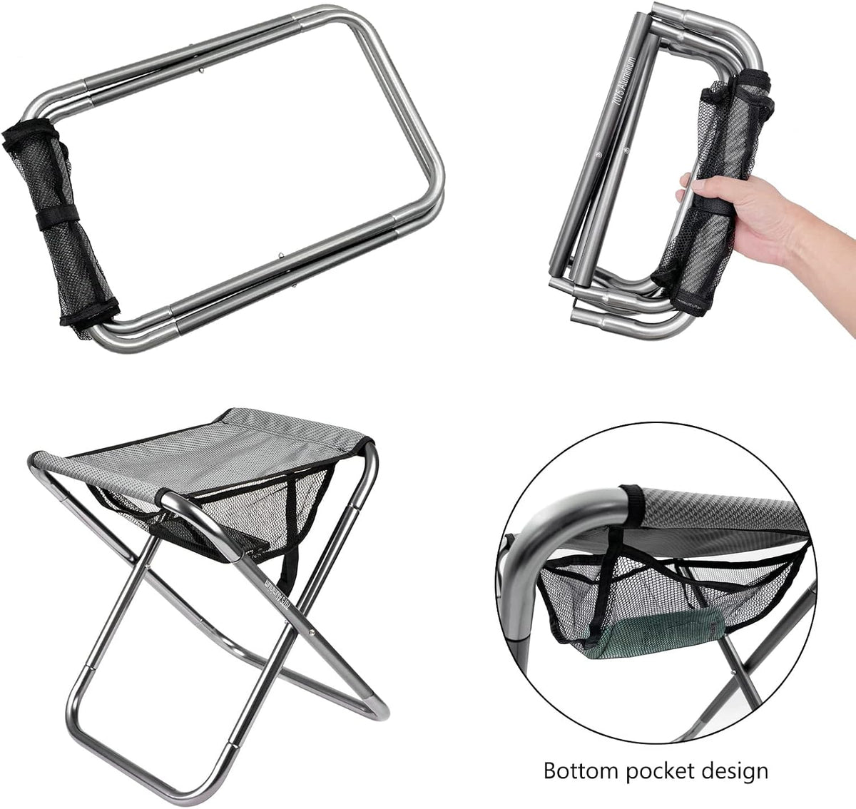 Portable Mini Folding Stool, Small Camping Stool Mortable Stool Can Hold Up to 150 Lbs