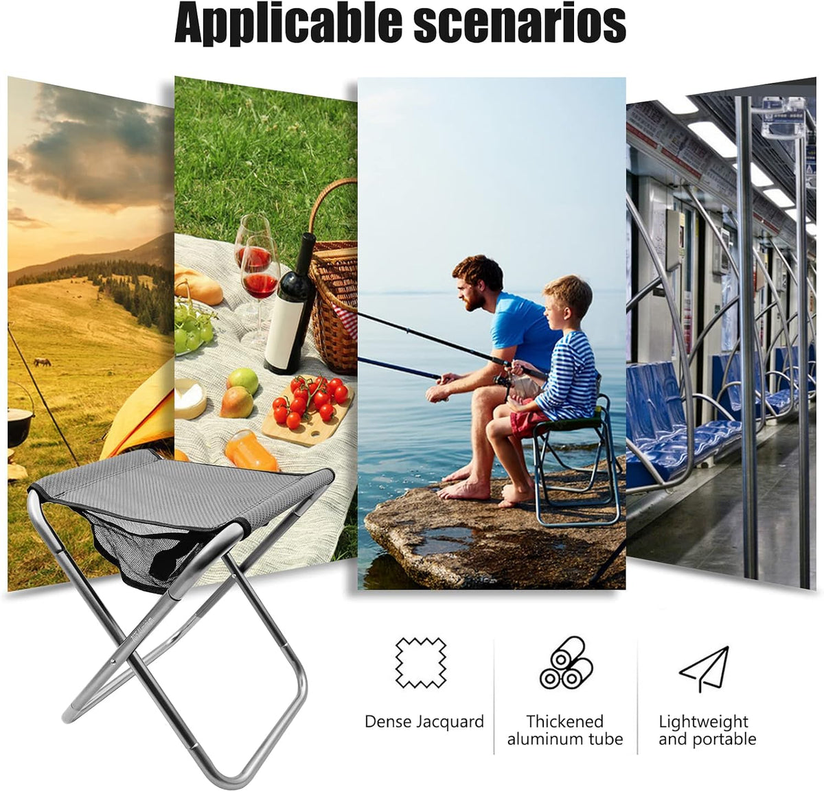 Portable Mini Folding Stool, Small Camping Stool Mortable Stool Can Hold Up to 150 Lbs