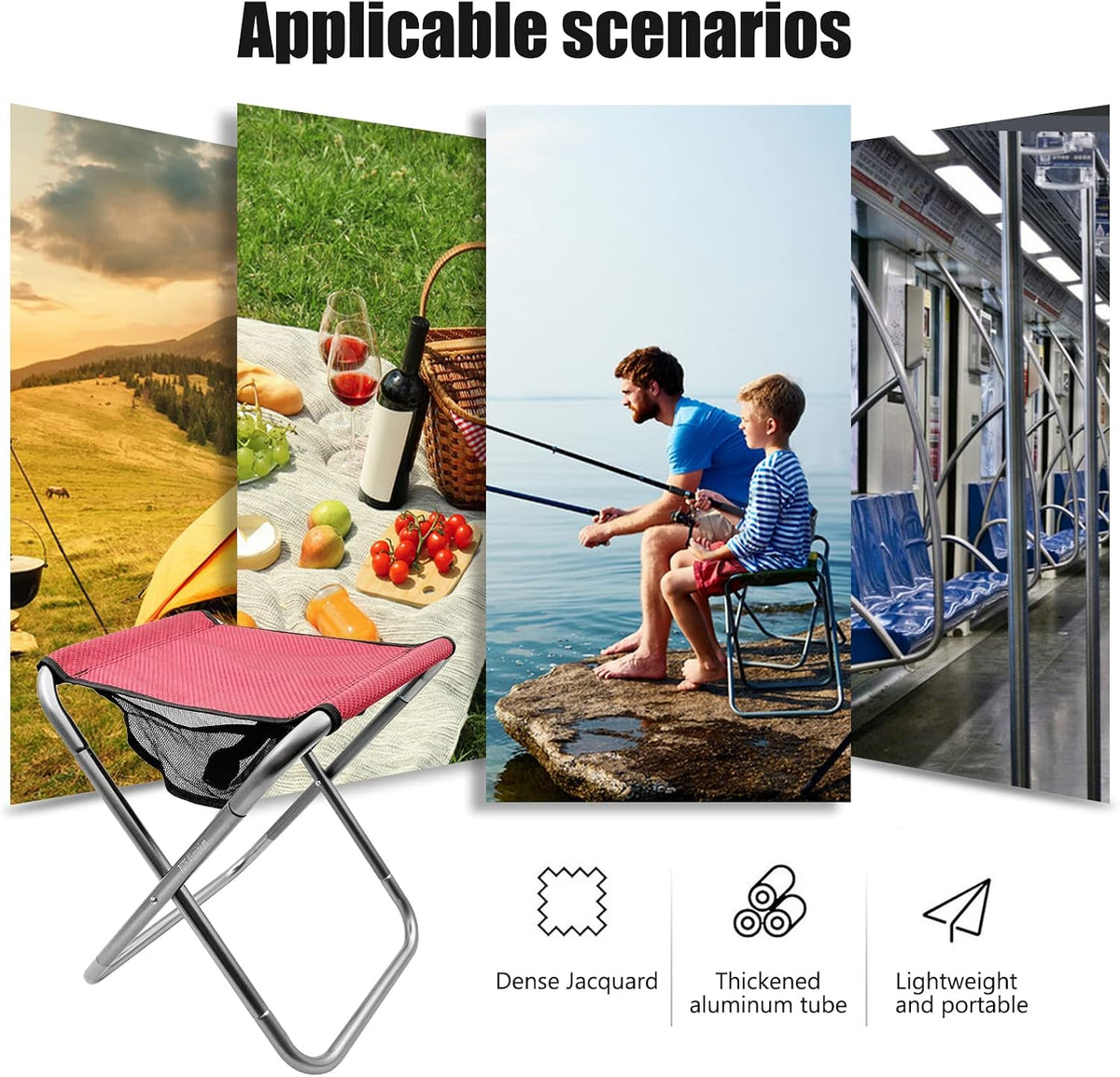 Portable Mini Folding Stool, Small Camping Stool Mortable Stool Can Hold Up to 150 Lbs