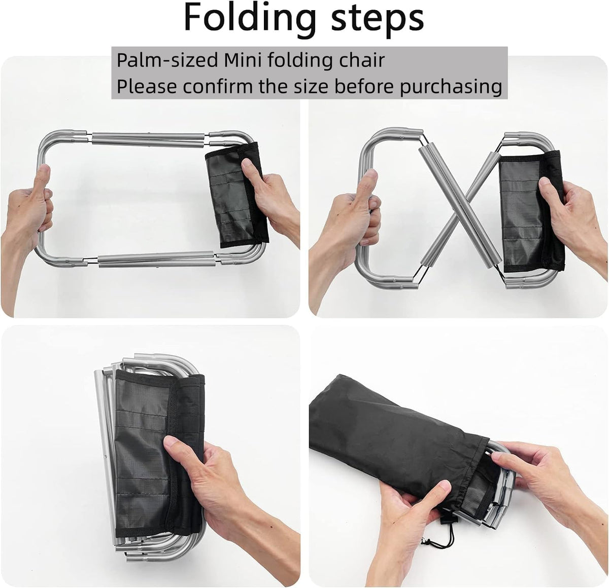 Portable Mini Folding Stool, Small Camping Stool Mortable Stool Can Hold Up to 150 Lbs