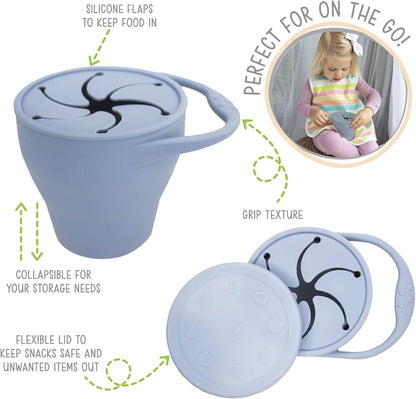 Silicone Collapsible Snack Cup (Navy) - 100% Food Grade Silicone - BPA, Phthalate, and Latex Free - Dishwasher Safe - 6 Months+