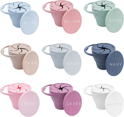 Silicone Collapsible Snack Cup (Navy) - 100% Food Grade Silicone - BPA, Phthalate, and Latex Free - Dishwasher Safe - 6 Months+