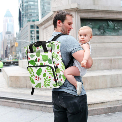 Diaper Bag Backpack, Multifunction Travel Bag for Moms Dads, Baby Changing Bag with Insulted Pockets, Stroller Straps and Side Bottle Pockets Berry Grove Pattern
