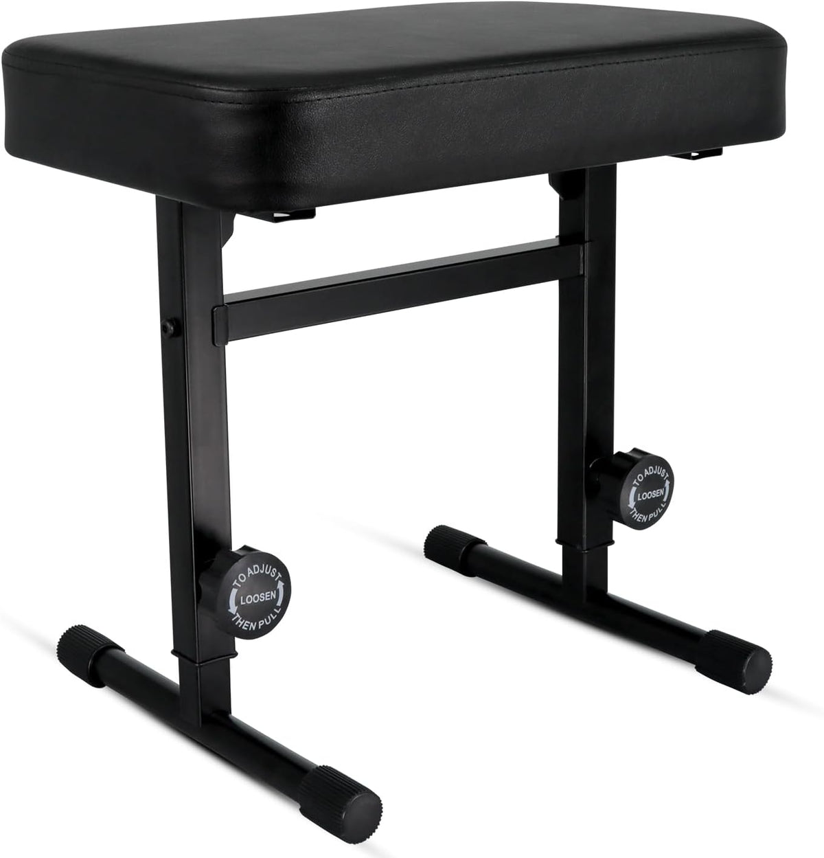 Keyboard Bench Piano Stool 3" Padded Seat Height Adjustable 22in Heavy Duty Musician Chair Iron Legs w Non Slip Rubber Caps for On Stage and Studio Black