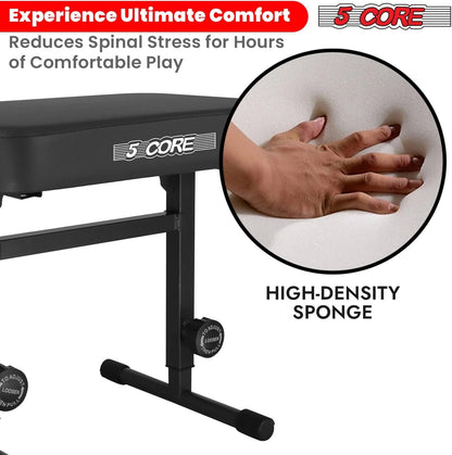 Keyboard Bench Piano Stool 3" Padded Seat Height Adjustable 22in Heavy Duty Musician Chair Iron Legs w Non Slip Rubber Caps for On Stage and Studio Black