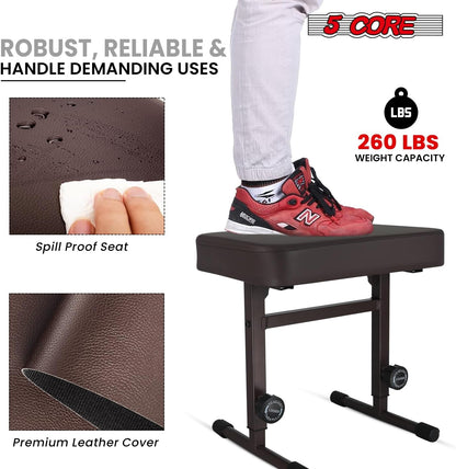 Keyboard Bench Piano Stool 3" Padded Seat Height Adjustable 22in Heavy Duty Musician Chair Iron Legs w Non Slip Rubber Caps for On Stage and Studio Black
